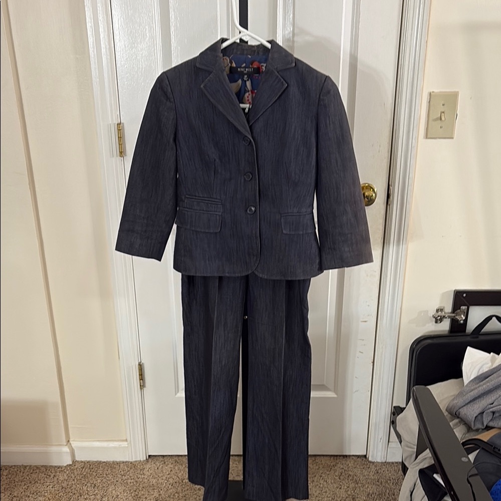 Nine West Stylish Blue Denim Pant Suit